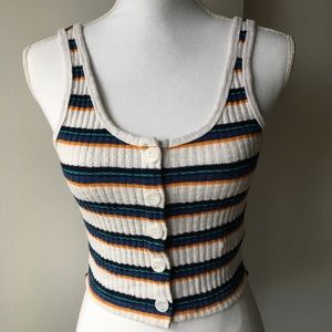 Tank top size small knit shirt striped white blue